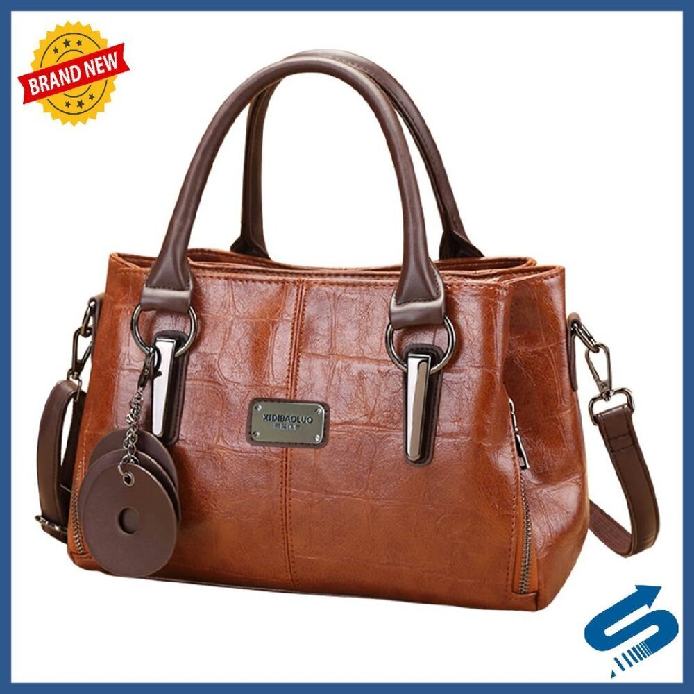 Vegan Leather Tote Bag with Zipper Compartments, Adjustable Strap